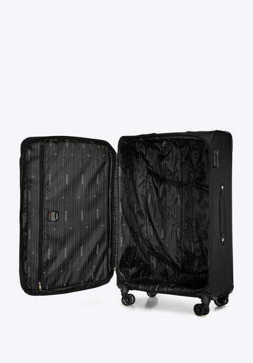 Duża walizka miękka jednokolorowa, czarny, 56-3S-653-9, Zdjęcie 5