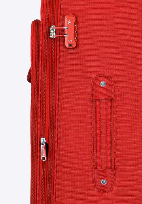 Duża walizka miękka jednokolorowa, czerwony, 56-3S-653-9, Zdjęcie 9
