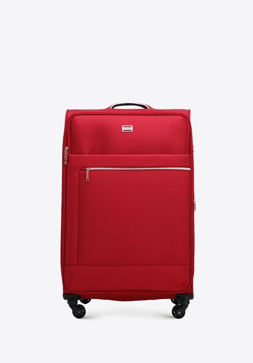 Duża walizka miękka z błyszczącym suwakiem z przodu, czerwony, 56-3S-853-80, Zdjęcie 1