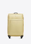 Duża walizka miękka z błyszczącym suwakiem z przodu, beżowy, 56-3S-853-90, Zdjęcie 1