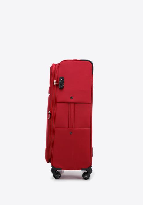 Duża walizka miękka z błyszczącym suwakiem z przodu, czerwony, 56-3S-853-80, Zdjęcie 2
