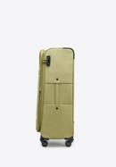 Duża walizka miękka z błyszczącym suwakiem z przodu, zielony, 56-3S-853-90, Zdjęcie 2