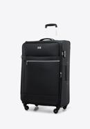 Duża walizka miękka z błyszczącym suwakiem z przodu, czarny, 56-3S-853-90, Zdjęcie 4