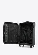Duża walizka miękka z błyszczącym suwakiem z przodu, czarny, 56-3S-853-80, Zdjęcie 5