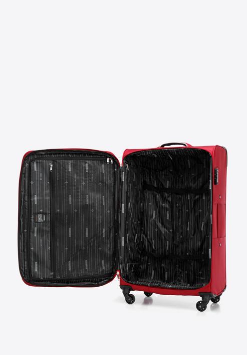 Duża walizka miękka z błyszczącym suwakiem z przodu, czerwony, 56-3S-853-80, Zdjęcie 5