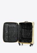 Duża walizka miękka z błyszczącym suwakiem z przodu, beżowy, 56-3S-853-90, Zdjęcie 5
