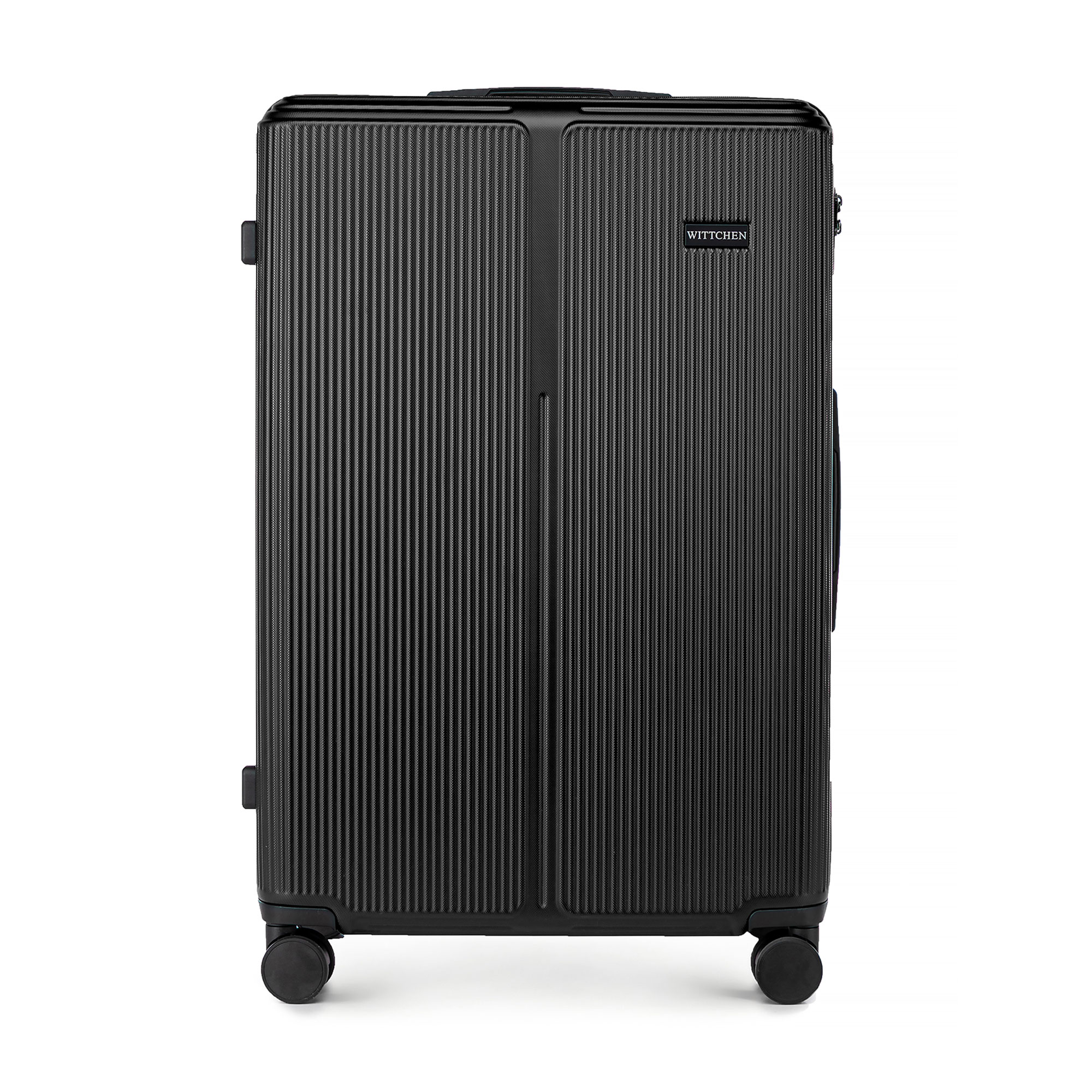 Veľký kufor z ABS s jemnými pruhmi, čierny 56-3A-603-10