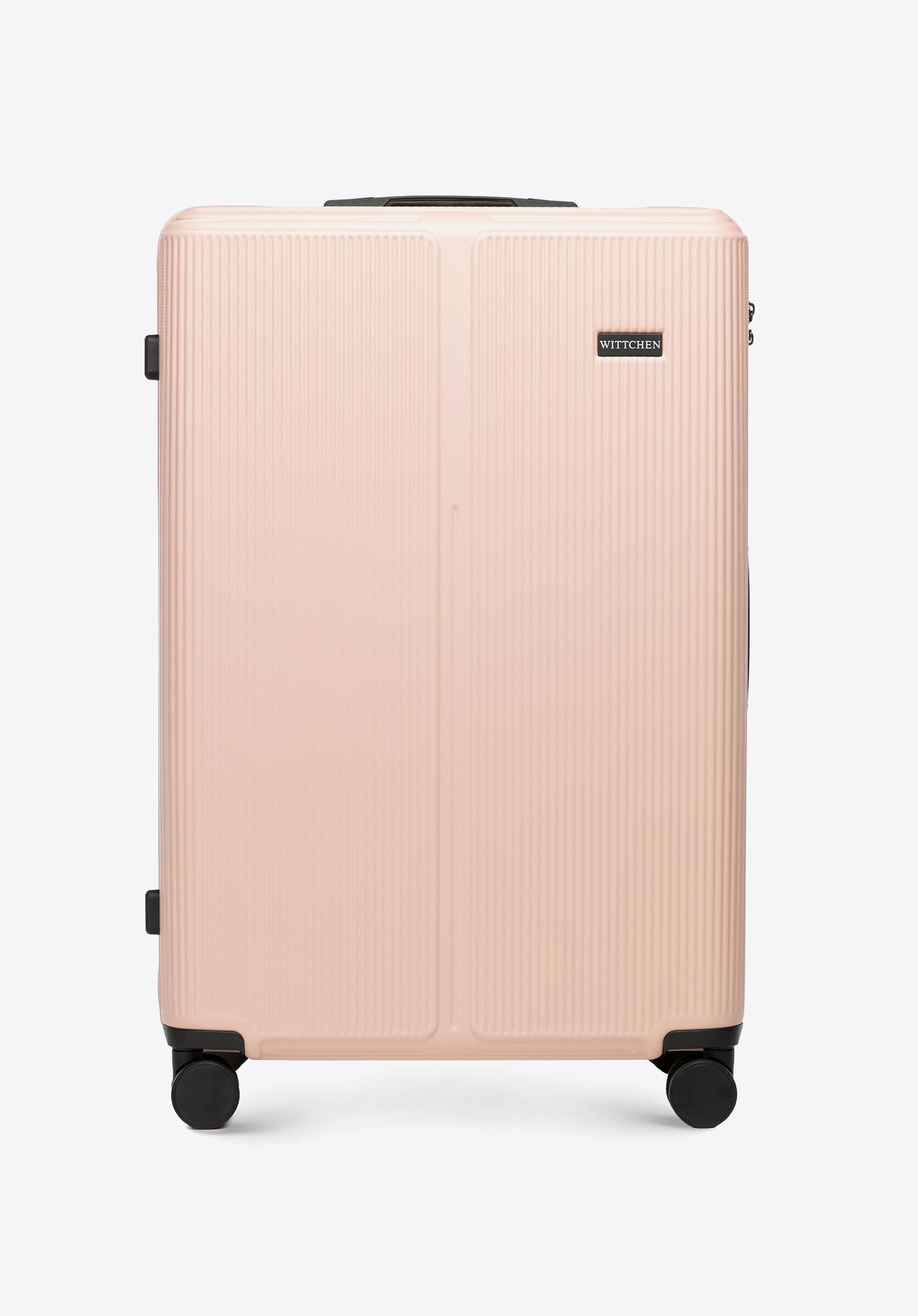 Duża walizka z ABS-u w drobne paski, pudrowy róż, 56-3A-603-34P, Zdjęcie 1