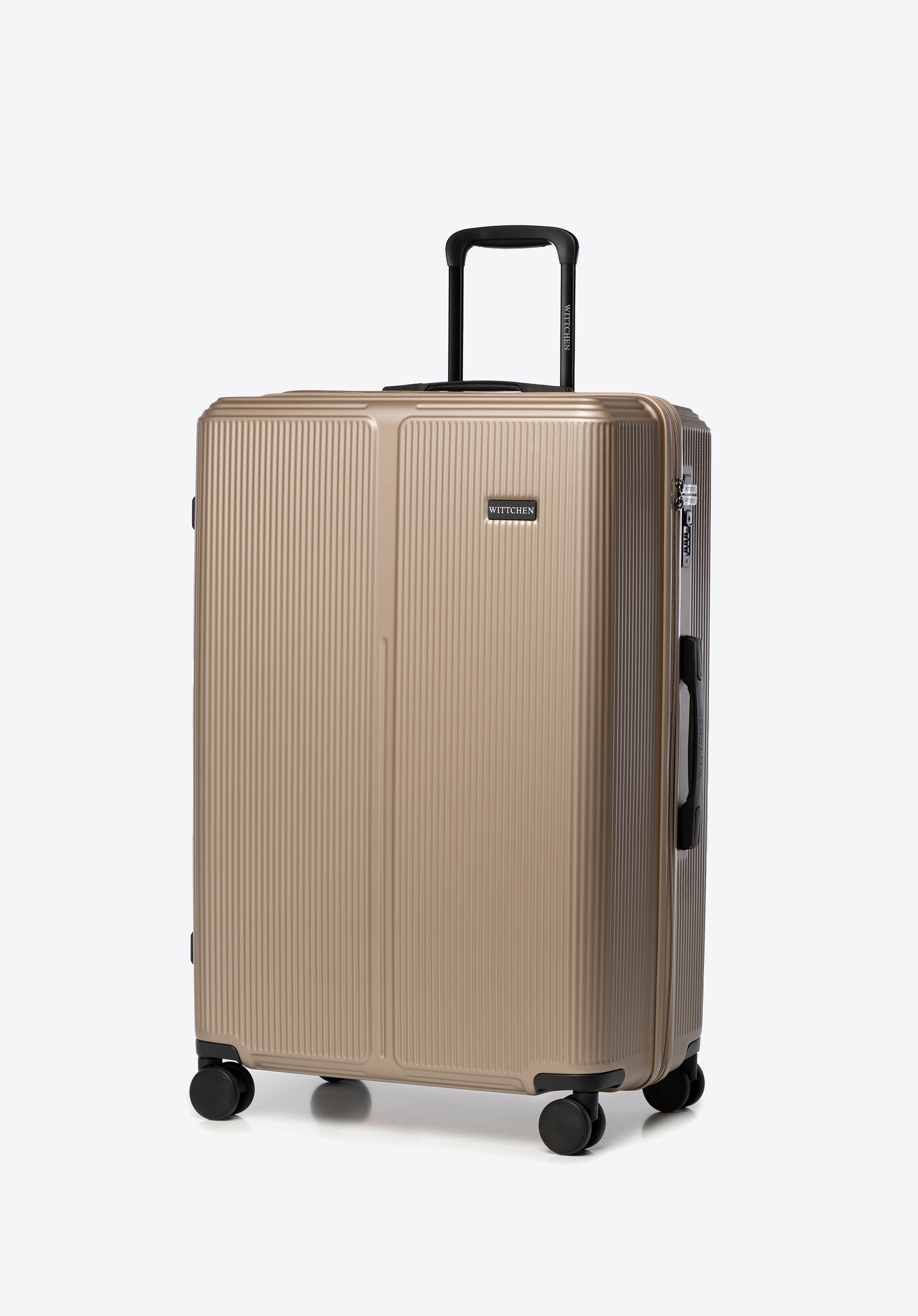 Duża walizka z ABS-u w drobne paski, złoty, 56-3A-603-86, Zdjęcie 1