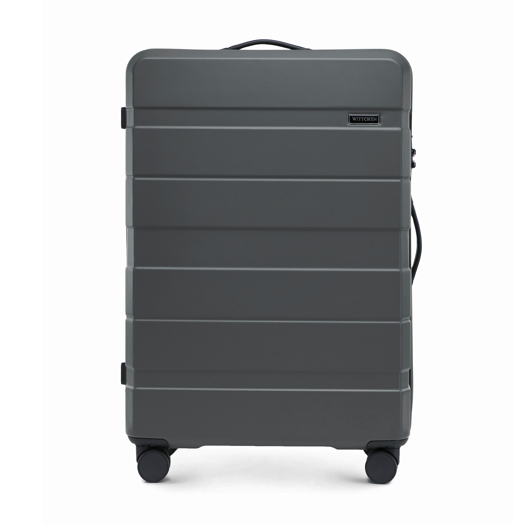 Veľký kufor z ABS s horizontálnymi pruhmi, sivý 56-3A-103-01