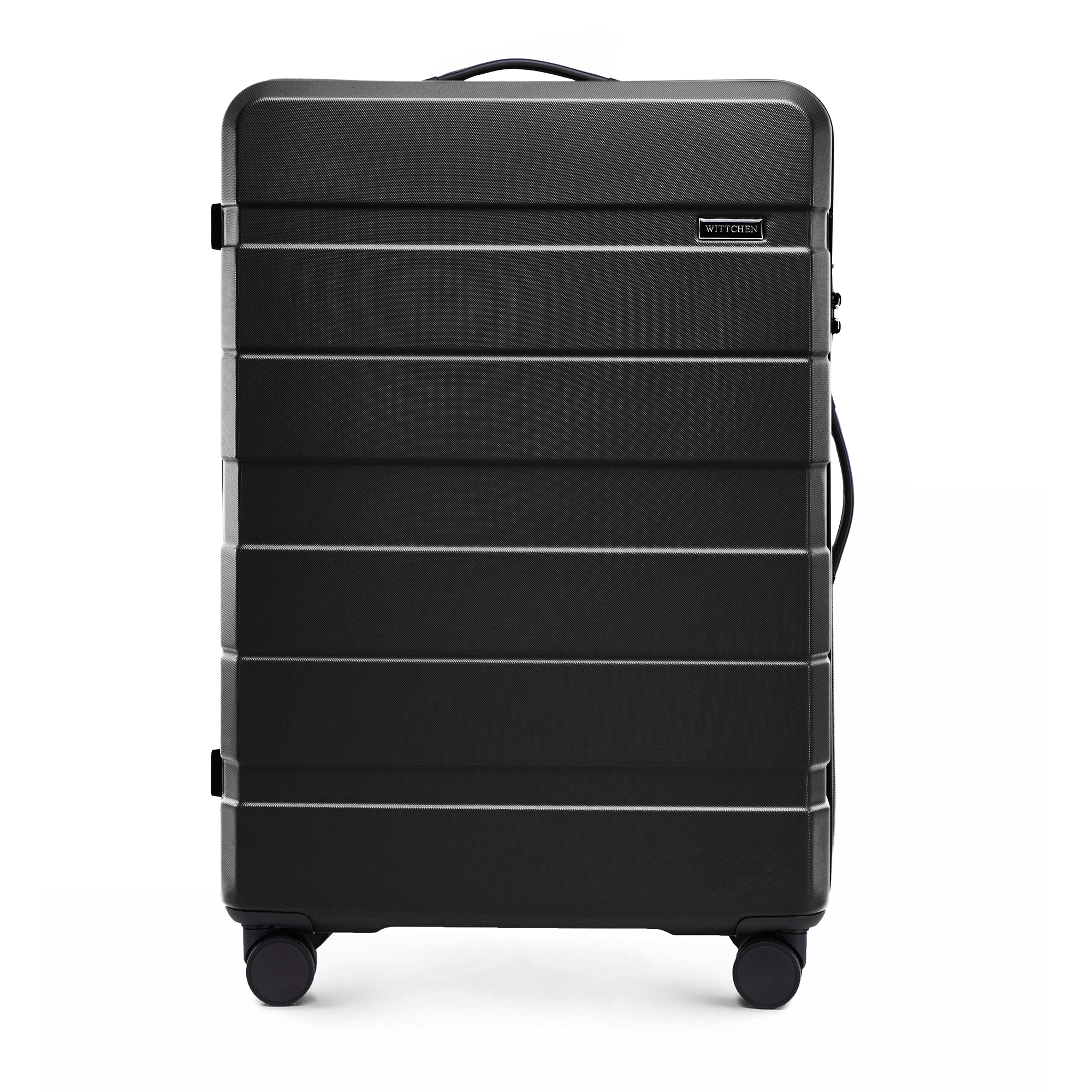 Veľký kufor z ABS s horizontálnymi pruhmi, čierny 56-3A-103-10