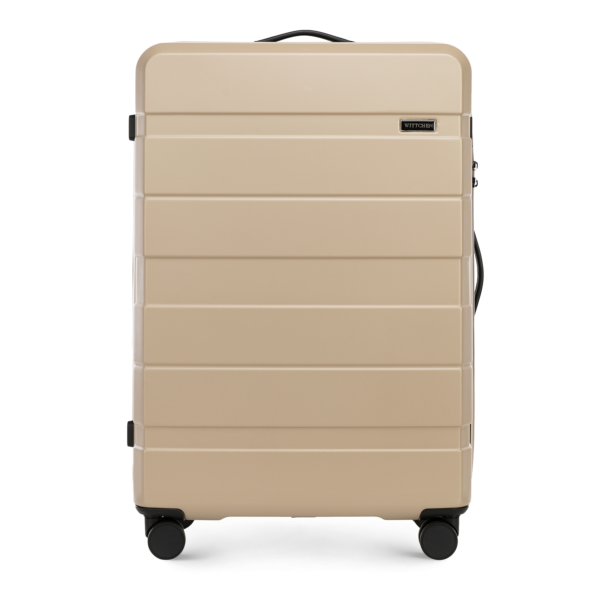 Veľký kufor ABS s horizontálnymi pruhmi, béžový 56-3A-103-22