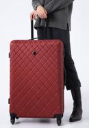 Duża walizka z ABS-u w ukośną kratkę, bordowy, 56-3A-553-31, Zdjęcie 16