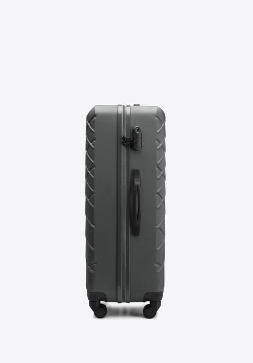 Duża walizka z ABS-u w ukośną kratkę, stalowo-czarny, 56-3A-553-11, Zdjęcie 2