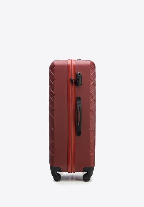 Duża walizka z ABS-u w ukośną kratkę, bordowy, 56-3A-553-91, Zdjęcie 2