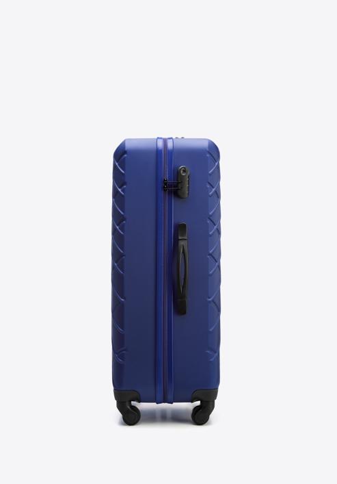 Duża walizka z ABS-u w ukośną kratkę, granatowy, 56-3A-553-31, Zdjęcie 2