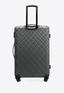 Duża walizka z ABS-u w ukośną kratkę, stalowo-czarny, 56-3A-553-31, Zdjęcie 3