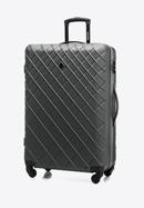 Duża walizka z ABS-u w ukośną kratkę, stalowo-czarny, 56-3A-553-11, Zdjęcie 5
