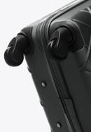 Duża walizka z ABS-u w ukośną kratkę, stalowo-czarny, 56-3A-553-31, Zdjęcie 7