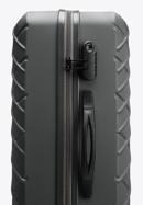 Duża walizka z ABS-u w ukośną kratkę, stalowo-czarny, 56-3A-553-31, Zdjęcie 8