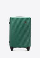 Duża walizka z ABS-u w ukośne paski, ciemny zielony, 56-3A-743-10, Zdjęcie 1