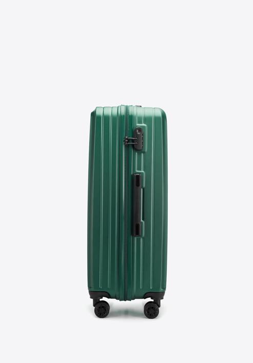 Duża walizka z ABS-u w ukośne paski, ciemny zielony, 56-3A-743-30, Zdjęcie 2