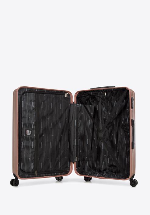 Duża walizka z ABS-u w ukośne paski, pudrowy róż, 56-3A-743-30, Zdjęcie 5