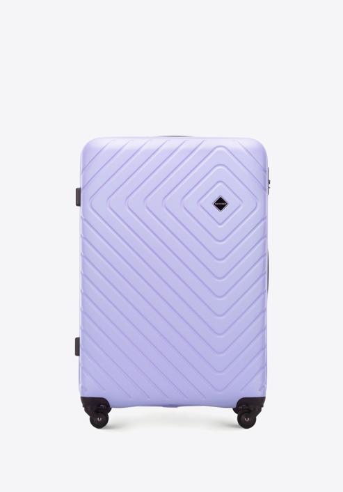 Duża walizka z ABS-u z geometrycznym tłoczeniem, fioletowy, 56-3A-753-10, Zdjęcie 1