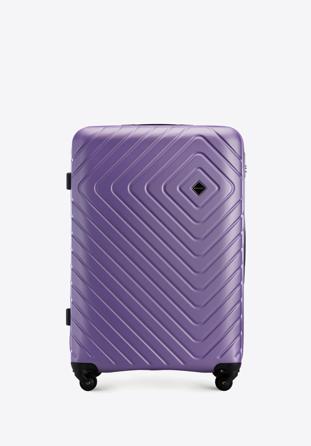 Duża walizka z ABS-u z geometrycznym tłoczeniem fioletowa