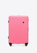 Duża walizka z ABS-u z geometrycznym tłoczeniem, różowy, 56-3A-753-11, Zdjęcie 1