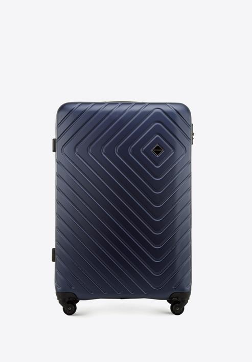 Duża walizka z ABS-u z geometrycznym tłoczeniem, granatowy, 56-3A-753-35, Zdjęcie 1