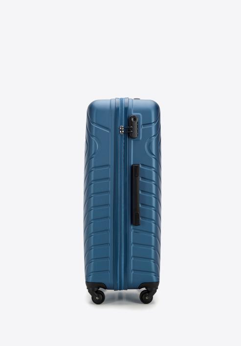 Duża walizka z ABS-u z geometrycznym tłoczeniem, ciemnoniebieski, 56-3A-753-35, Zdjęcie 2