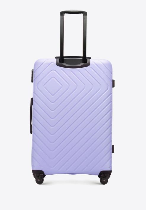 Duża walizka z ABS-u z geometrycznym tłoczeniem, jasny fiolet, 56-3A-753-35, Zdjęcie 3