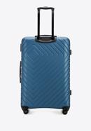 Duża walizka z ABS-u z geometrycznym tłoczeniem, ciemnoniebieski, 56-3A-753-35, Zdjęcie 3