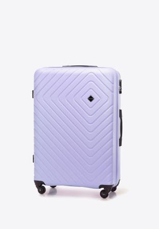 Duża walizka z ABS-u z geometrycznym tłoczeniem, fioletowy, 56-3A-753-24, Zdjęcie 1