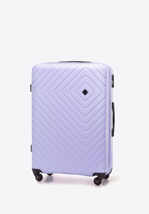 Duża walizka z ABS-u z geometrycznym tłoczeniem, jasny fiolet, 56-3A-753-35, Zdjęcie 4