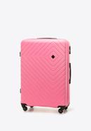 Duża walizka z ABS-u z geometrycznym tłoczeniem, różowy, 56-3A-753-11, Zdjęcie 4