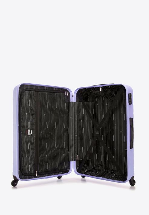 Duża walizka z ABS-u z geometrycznym tłoczeniem, jasny fiolet, 56-3A-753-35, Zdjęcie 5