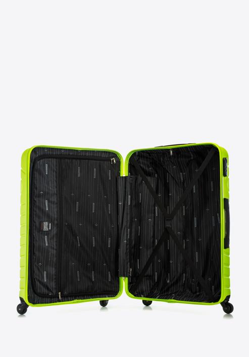 Komplet walizek z ABS-u z geometrycznym tłoczeniem, limonkowy, 56-3A-75K-11, Zdjęcie 6
