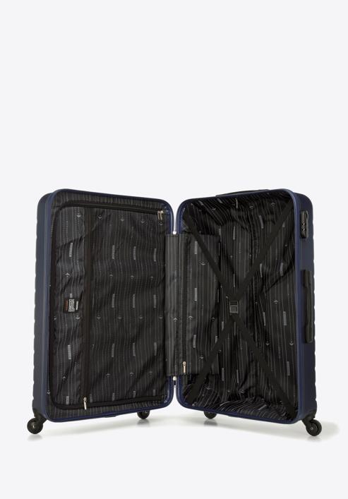 Duża walizka z ABS-u z geometrycznym tłoczeniem, granatowy, 56-3A-753-35, Zdjęcie 5
