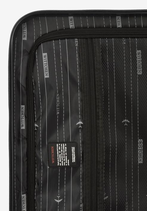 Średnia walizka z ABS-u z geometrycznym tłoczeniem, czarno-grafitowy, 56-3A-752-25, Zdjęcie 8