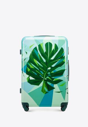 Duża walizka z ABS-u z nadrukiem zielono-niebieska