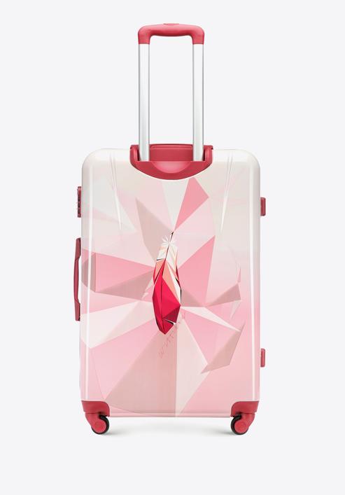 Duża walizka z ABS-u z nadrukiem, różowy, 56-3A-643-85, Zdjęcie 3