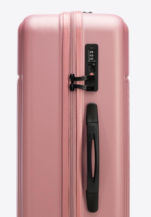 Duża walizka z ABS-u z pionowymi paskami, zgaszony róż, 56-3A-803-34, Zdjęcie 7