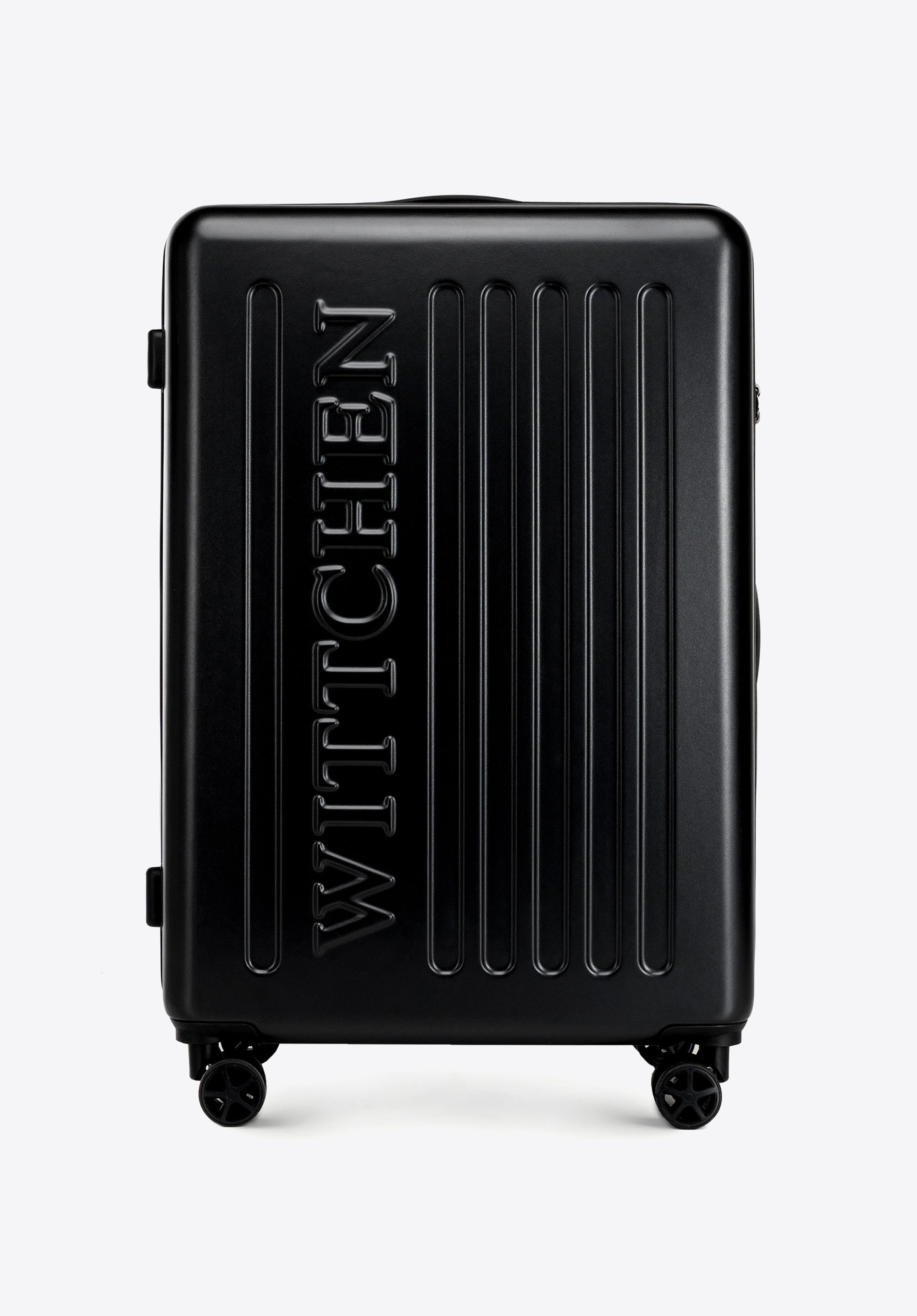 Duża walizka z ABS-u z tłoczonym logo, czarny, 56-3A-503-10, Zdjęcie 1