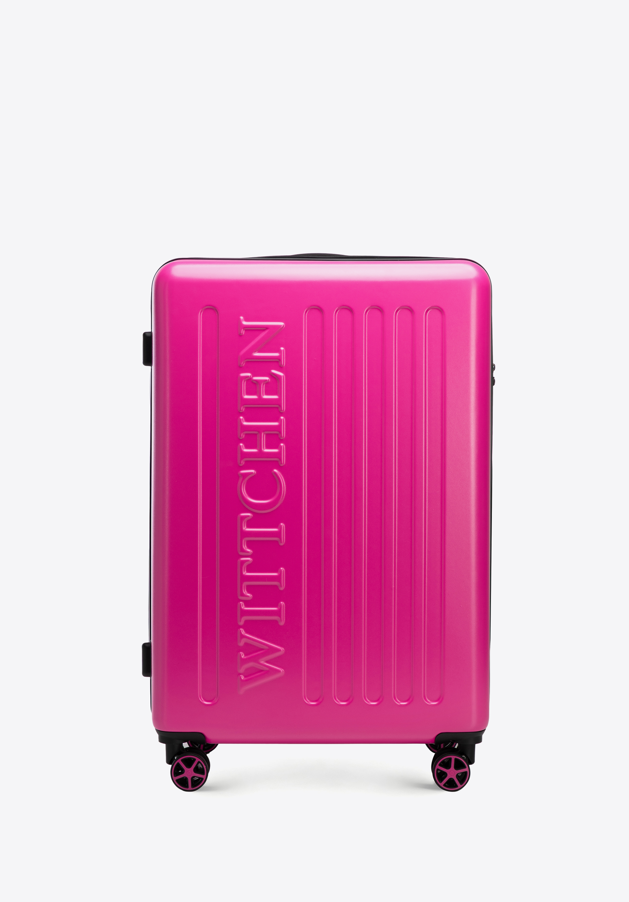 Large suitcase with an embossed logo, fuchsia, 56-3A-503-34, Photo 1