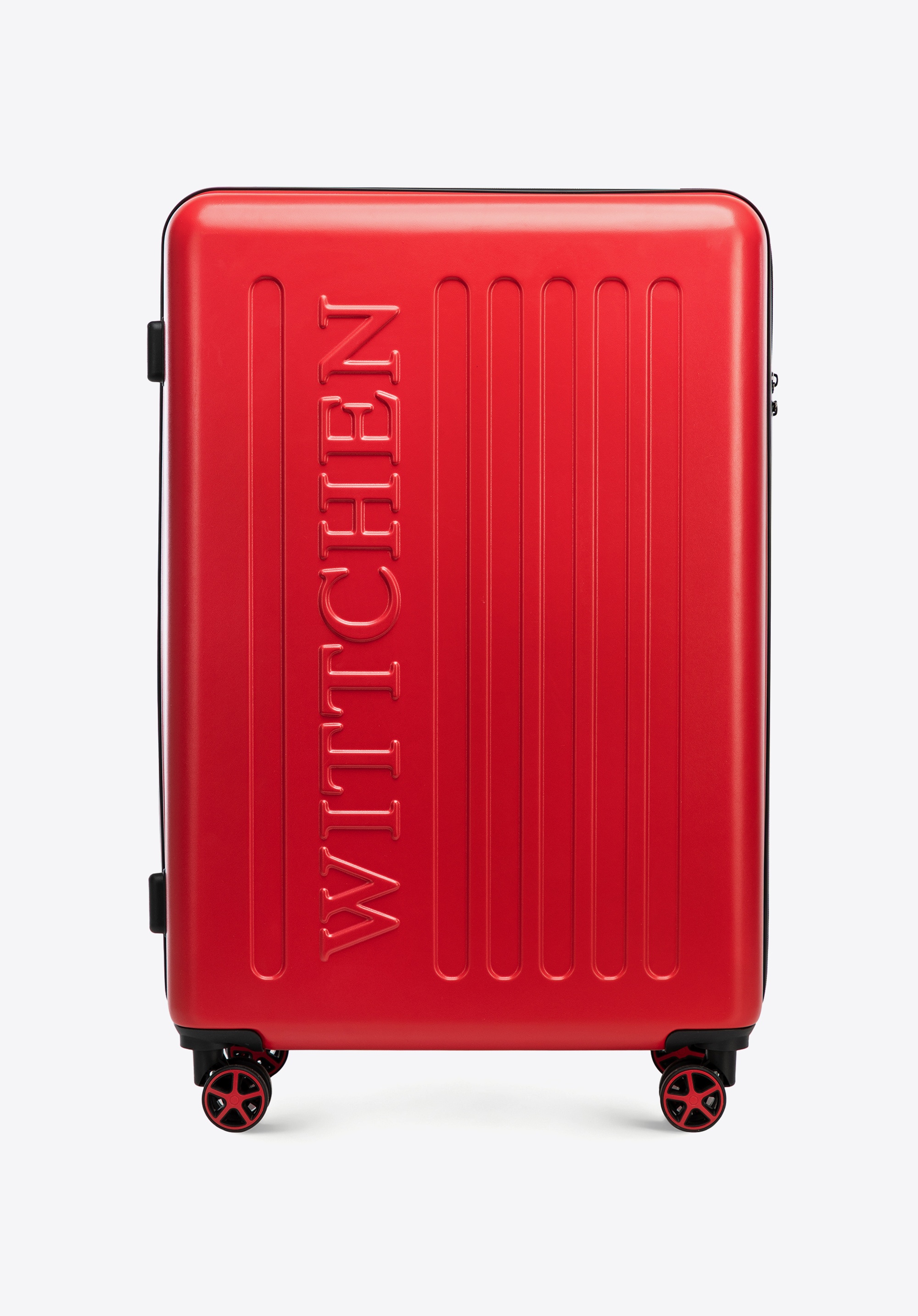Duża walizka z ABS-u z tłoczonym logo, czerwony, 56-3A-503-35, Zdjęcie 1