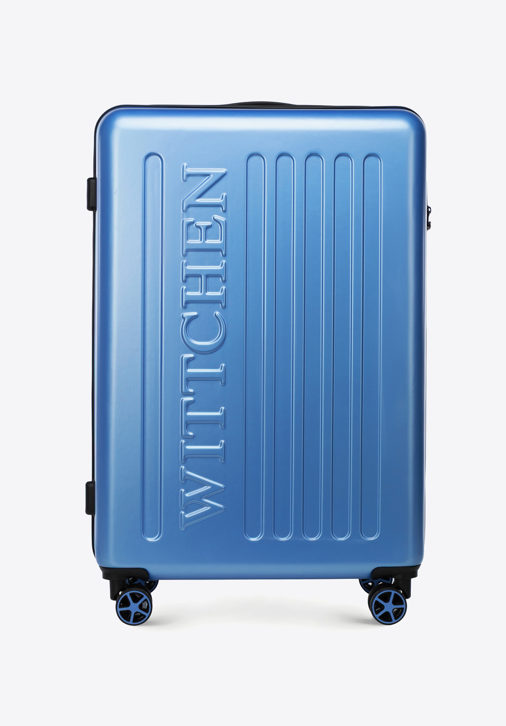 Duża walizka z ABS-u z tłoczonym logo, niebieski, 56-3A-503-77, Zdjęcie 1