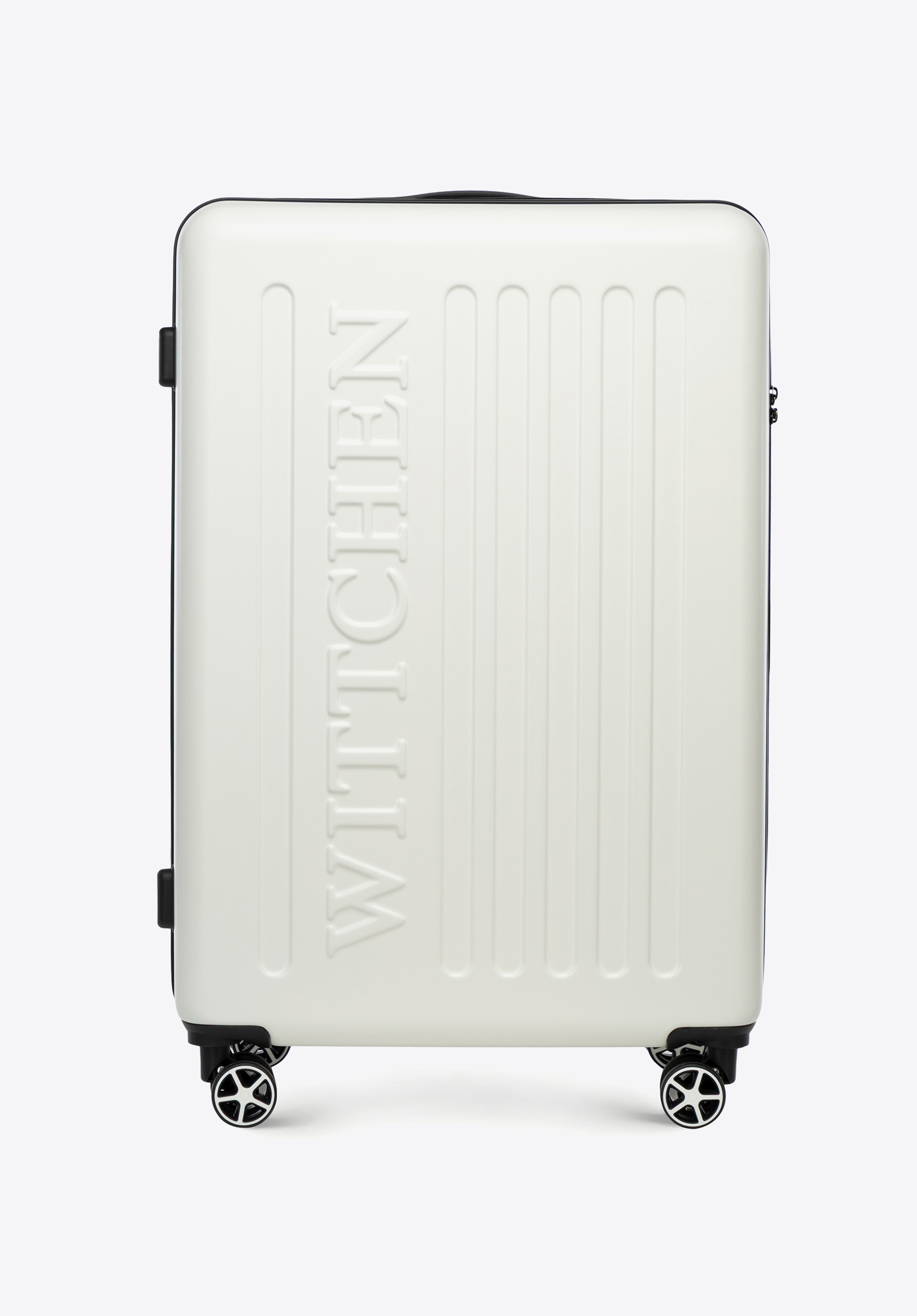 Duża walizka z ABS-u z tłoczonym logo, biały, 56-3A-503-89, Zdjęcie 1