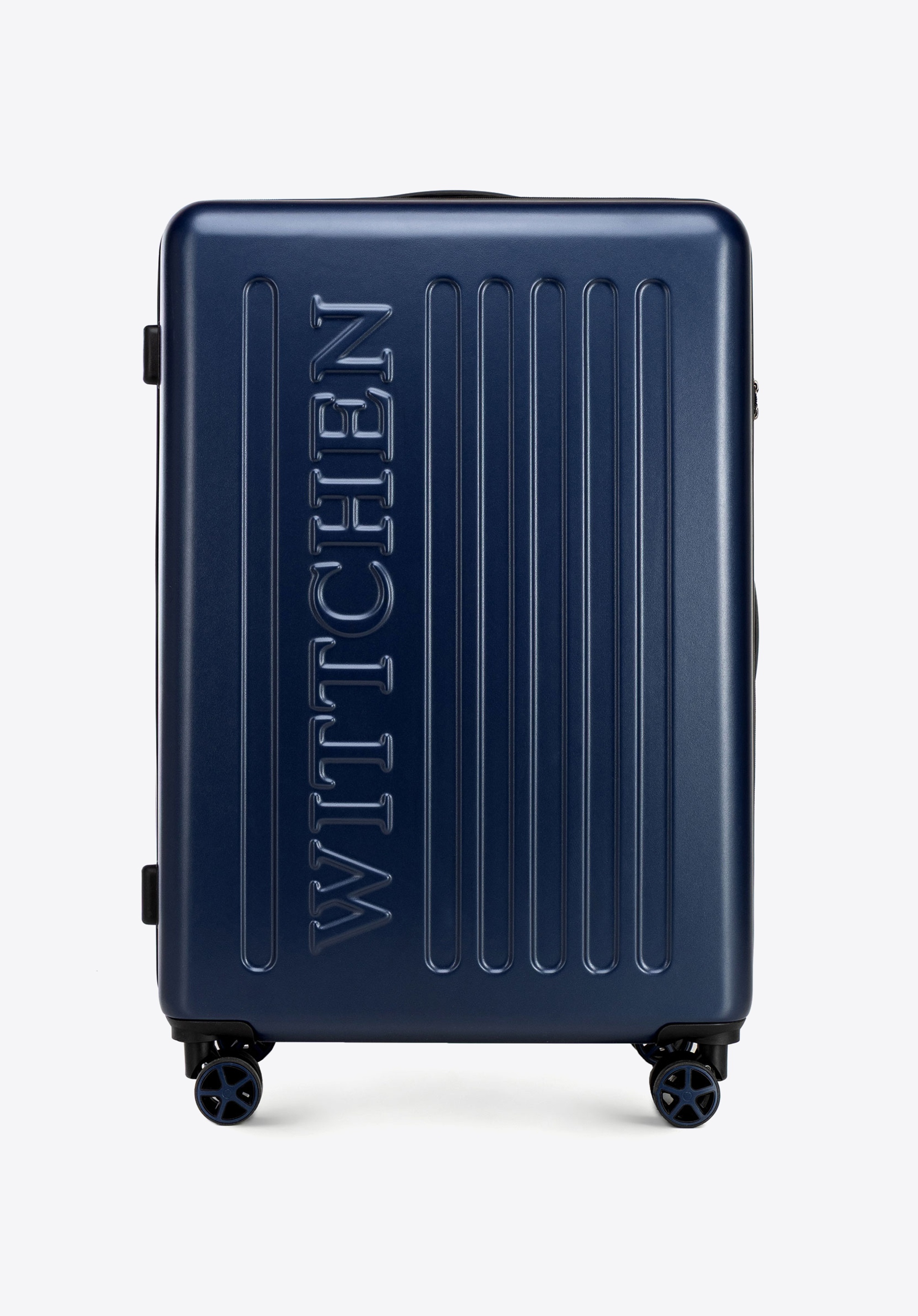 Duża walizka z ABS-u z tłoczonym logo, granatowy, 56-3A-503-90, Zdjęcie 1